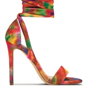 Multi color strappy heels